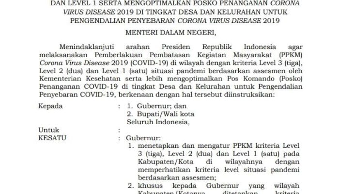 PPKM di Sultra: 15 Daerah Level 3, Dua Kabupaten Level 2