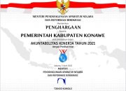 Pemkab Konawe Raih Penghargaan dari Menpan RB Terkait Akuntabilitas Kinerja Tahun 2021