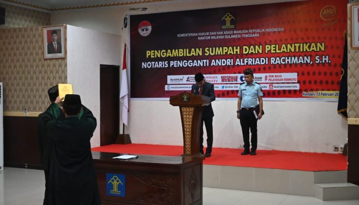 Kakanwil Kemenkumham Sultra Kembali Lantik Notaris Pengganti di Kolaka