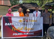 Polres Konawe Salurkan Bantuan Sembako kepada Masyarakat Kurang Mampu di Unaaha dan Lambuya