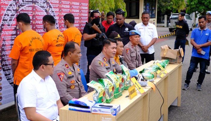 Polres Aceh Utara Gagalkan Peredaran Sabu-Sabu 12 Kg, 3 Tersangka Diamankan