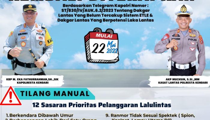 Tilang Manual akan Kembali Diterapkan di Kendari, Sasar 12 Pelanggaran Prioritas