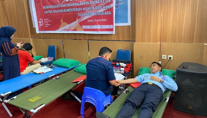 Sambut Hari Dharma Karyadhika ke-78, Kanwil Kemenkumham Sultra Galang Aksi Donor Darah