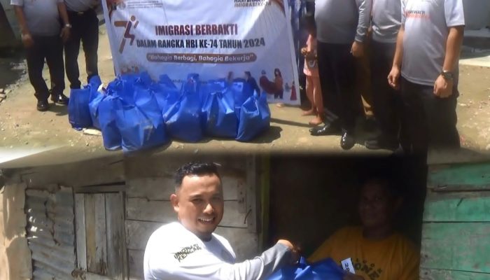 Rayakan HBI ke-74, Kantor Imigrasi Kendari Salurkan Paket Sembako untuk Warga Kurang Mampu