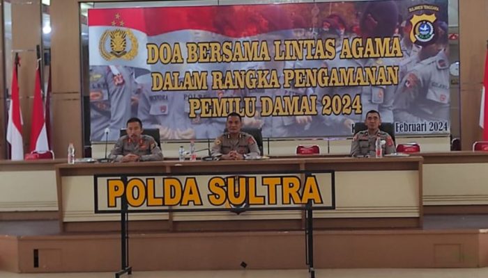 Polda Sulawesi Tenggara Gelar Doa Bersama Mabes Polri untuk Keselamatan Pemilu 2024