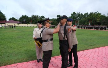 Wakapolda Sultra Brigjen Pol Dwi Iriyanto Menyematkan Lencana kepada Bintara Polri Gelombang I 2024 di Sekolah Polisi Negara (SPN) Wawotobi