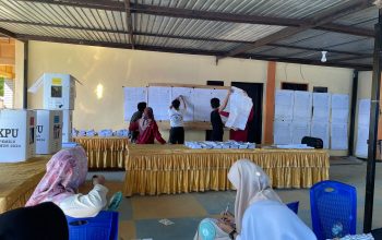Proses penghitungan suara di TPS 02, Kelurahan Korumba, Kecamatan Mandonga, Kota Kendari