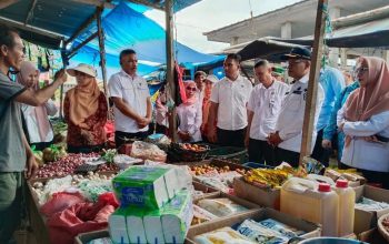 Rombongan Pj Bupati Kolaka Utara bersama TPID saat melakukan sidak harga dan stok bahan pangan di Pasar Lacaria, Kecamatan Lasusua