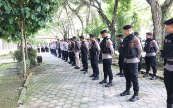 150 Personel Polres Konawe Selatan Lakukan Pengamanan Pleno Pemilu di Hotel Wonua Monapa Resort Ranomeeto