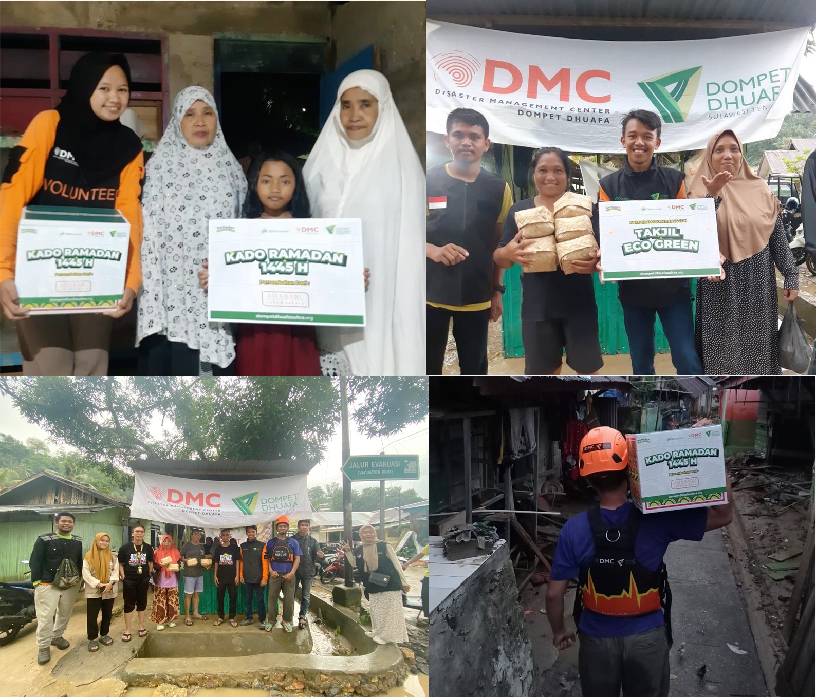 Relawan DDV Sultra saat membagikan paket makanan untuk korban banjir di Kampung Salo