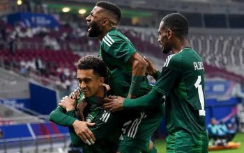 Pemain Timnas Arab Saudi U-23 dalam laga Piala Asia U-23 Qatar
