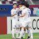 Sejumlah pemain Timnas Uzbekistan saat melakukan selebrasi gol dalam laga melawan Arab Saudi di perempat final Piala Asia U-23 Qatar