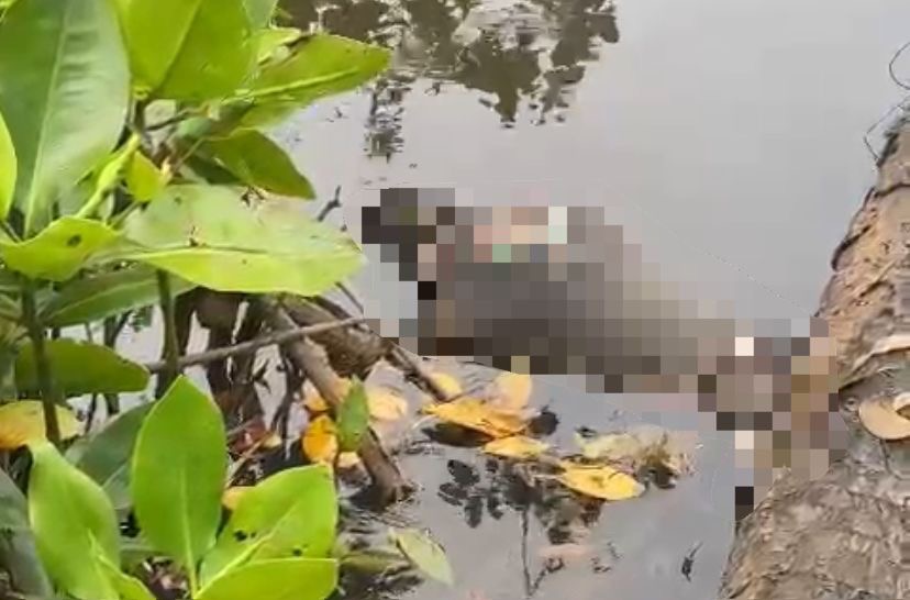 Kondisi jenazah pria tanpa identitas saat ditemukan di muara sungai Motui, Kabupaten Konawe