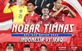 Poster nobar Piala Asia U-23 Timnas Indonesia VS Irak oleh Diskominfo Kolaka