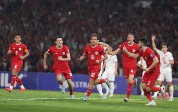 Pemain Timnas Indonesia merayakan gol kemenangan