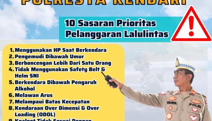 Polresta Kendari Akan Gelar Operasi Patuh Anoa, Fokus pada 10 Pelanggaran Lalu Lintas