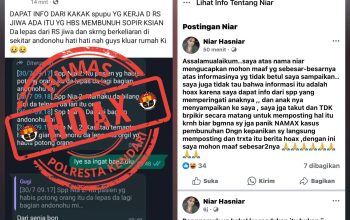 Postingan hoaks dan permintaan maaf akun facebook Niar Hasniar