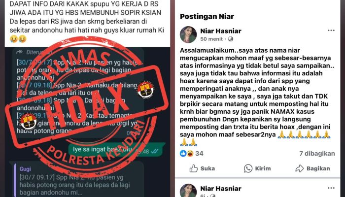 Ramai di Facebook Pasien RSJ Kendari Pelaku Pembunuhan Dikabarkan Kabur, Polisi: Itu Hoaks