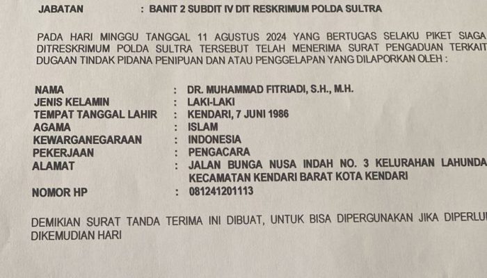 Kuasa Hukum Nur Alam Adukan Ketua DPW PKB Sultra ke Polisi, Tuntut Pengembalian Dana Rp3 Miliar