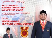 Menag Terima Tanda Kehormatan Bintang Mahaputera Utama, Kakanwil Sultra : Selamat, Ini Jadi Inspirasi dan Motivasi ASN Kemenag Sultra