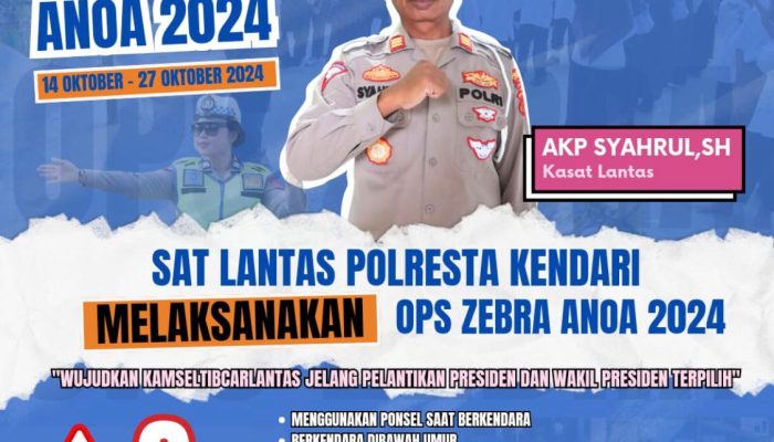 Satlantas Polresta Kendari Mulai Gelar Operasi Zebra Anoa Selama 14 Hari, Wujudkan Keselamatan Berlalu Lintas