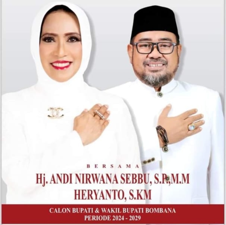 Calon Bupati Bombana, Hj. Andi Nirwana Sebbu dan Heryanto