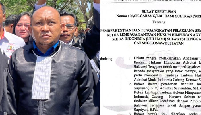 LBH HAMI Sultra Pecat Ketua Cabang Konsel, Buntut Giring Guru Supriyani Berdamai Tanpa Koordinasi