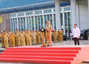 Perdana, Gubernur Sultra Pimpin Apel Gabungan Lingkup Pemprov Sultra