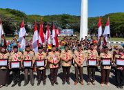 Sekda Kota Kendari Hadiri Upacara Peringatan 64 Tahun Hari Pramuka di Pelataran Kantor Gubernur Sultra