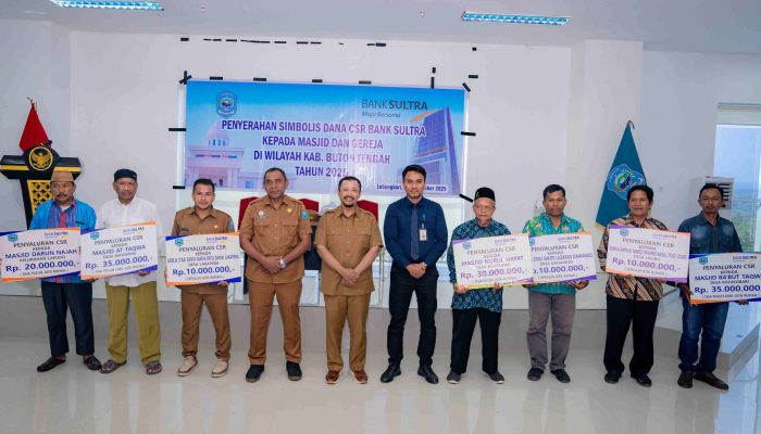 Bank Sultra Salurkan CSR untuk Sarana Keagamaan di Buton Tengah