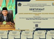 Kanwil Kemenag Sultra Kembali Raih Penghargaan dari Kanwil DjPb, Nilai IKPA Kategori Sangat Baik