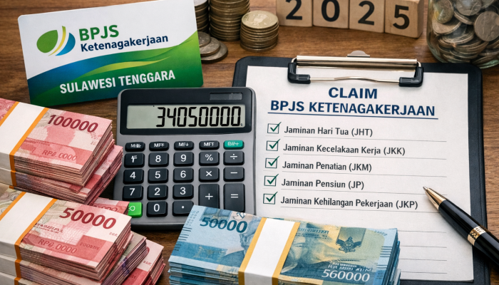 BPJS Ketenagakerjaan Sultra Bayarkan Klaim Rp340,5 Miliar Sepanjang 2025, JHT Dominasi Pembayaran