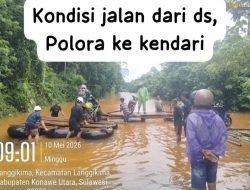 Camat Langgikima Turun Pantau Banjir, Jalur Trans Sulawesi di Langgikima Tak Bisa Dilalui Roda Dua dan Roda Empat