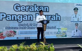 Gerakan Pangan Murah di Balai Kota Kendari Diserbu Ribuan Warga, Wamendagri Apresiasi Pemkot Kendari